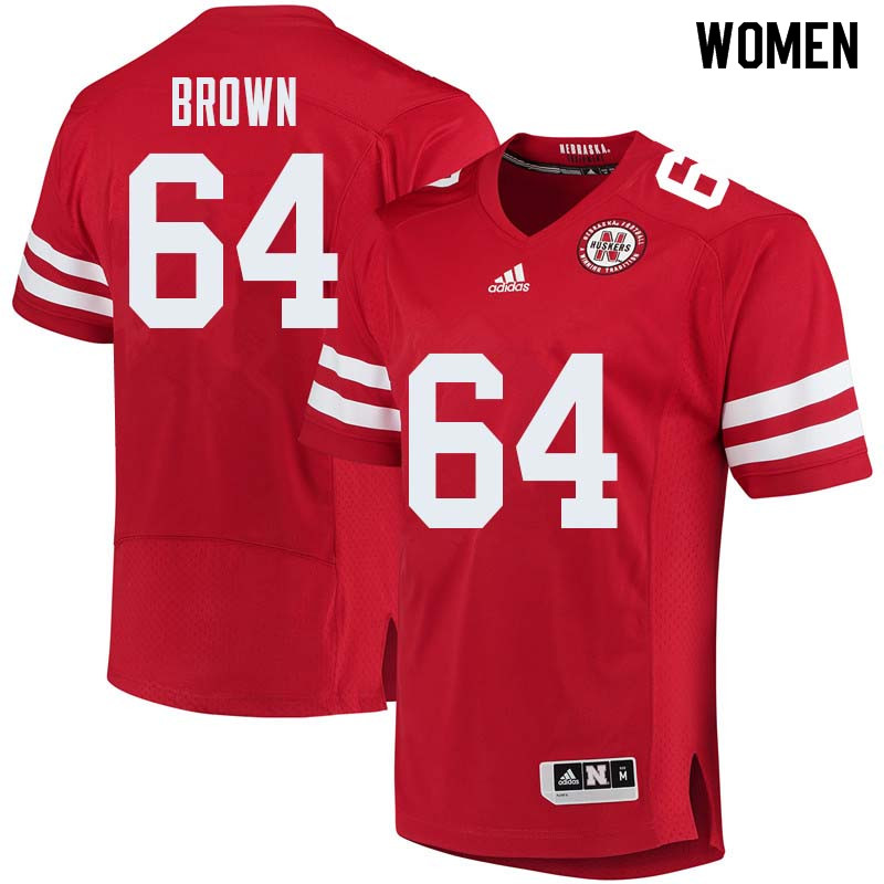 Women #64 Bob Brown Nebraska Cornhuskers College Football Jerseys Sale-Red